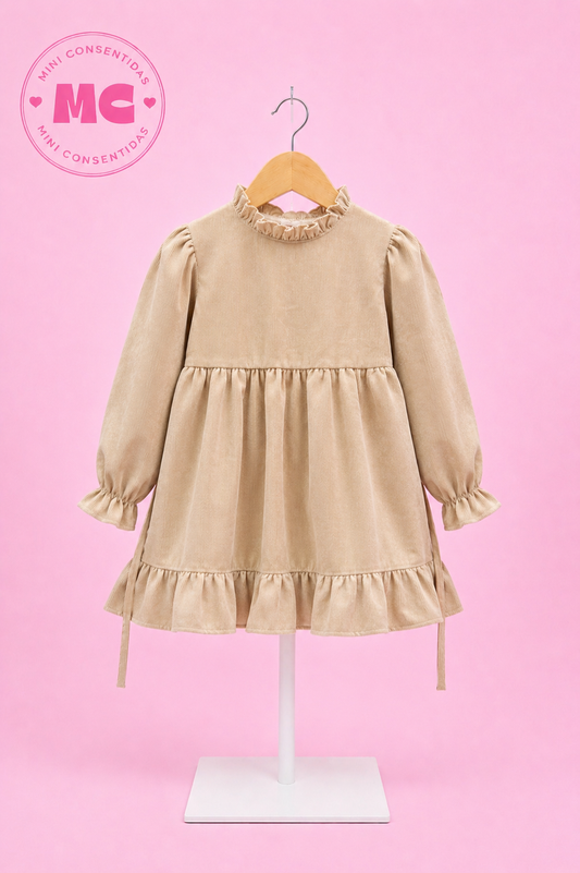 Vestido Cotele Niña Manga Larga