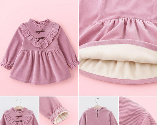 Vestido de Cotelé con Interior de Polar para Niña | Abrigo, Elegancia y Máxima Calidez